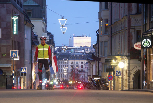 Morning skating on inlines in Stockholm.