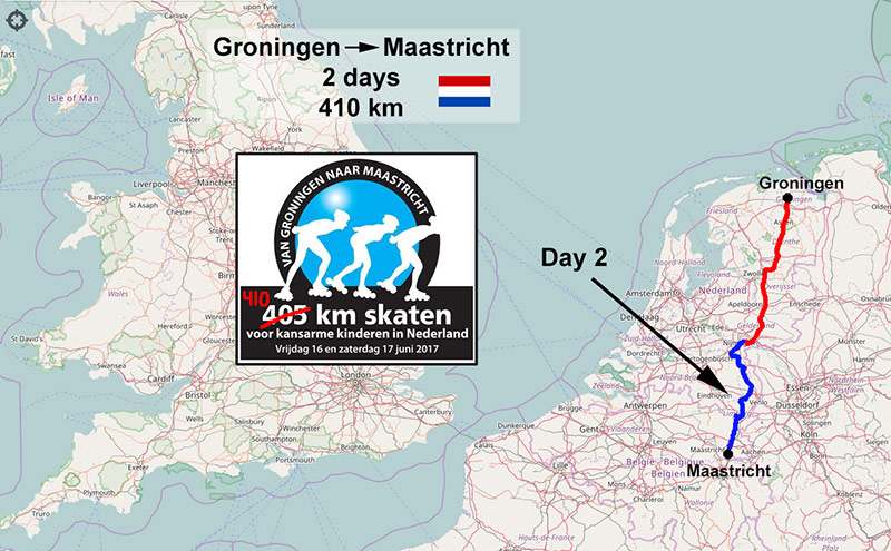 Skate Challenge Groningen - Maastricht 2017, route map day 2.