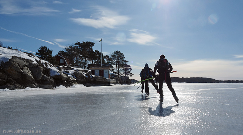 Ice skating in the Stockholm archipelago.