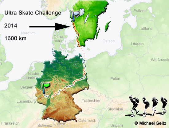 Ultra Skate Challenge (USC) 2014, route map made by Michael Seitz.