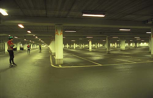 Skating in a parkinggarage, Stockholm 2003