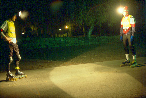 Skating with headlamp, Stockholm 2001