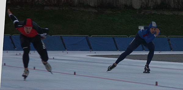 Swedish Championships 2006, speed skating, ice, Johan Röjler and Daniel Friberg.