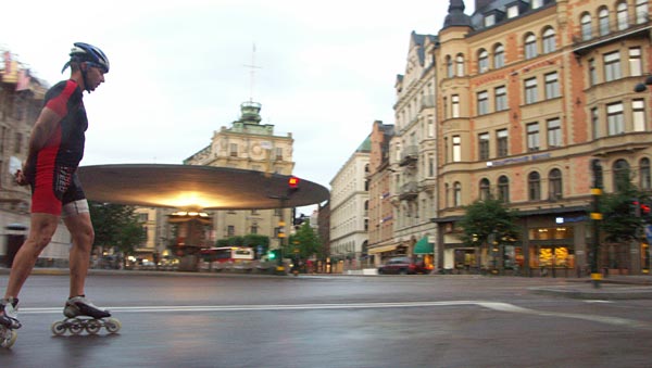 Morning skating on inlines in Stockholm.