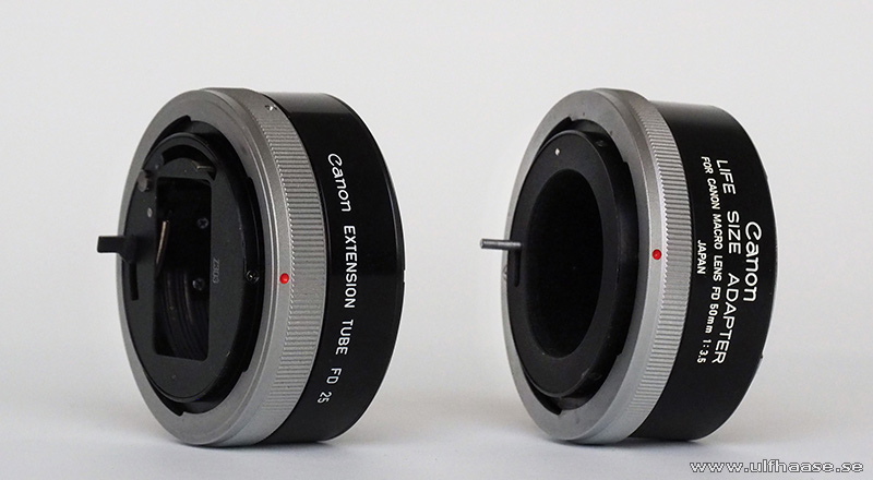 Canon extension tube FD 25 copmared with Canon life size adapter for macro lens FD 50mm f/3.5