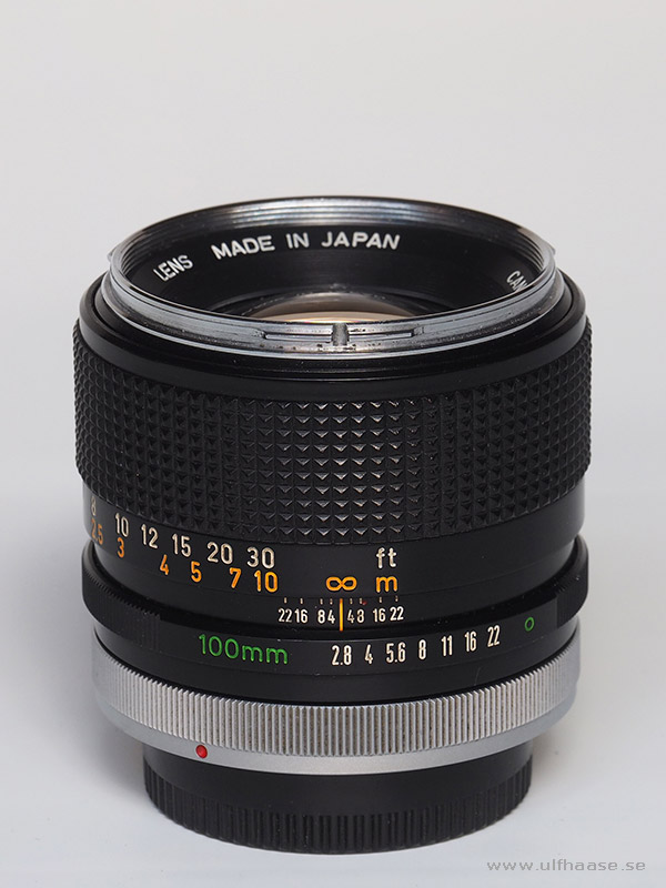 Canon lens FD 100mm f/2.8 chrome nose
