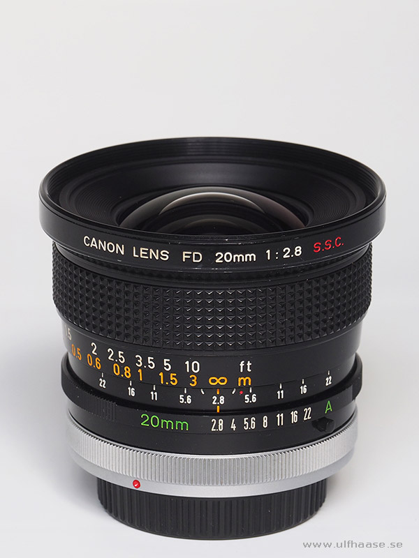 Canon lens FD 20mm f/2.8 S.S.C.