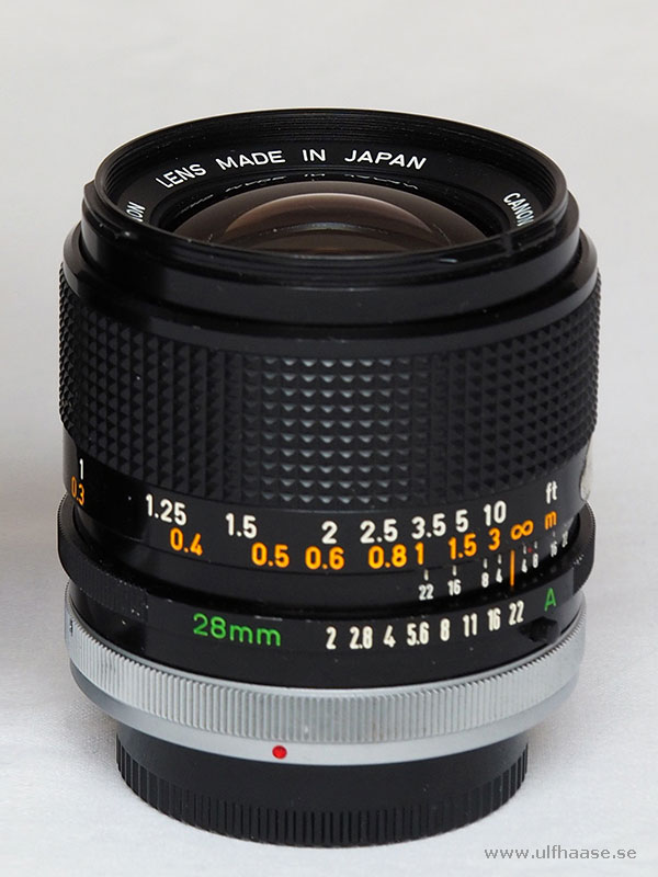 Canon lens FD 28mm f/2 S.S.C.
