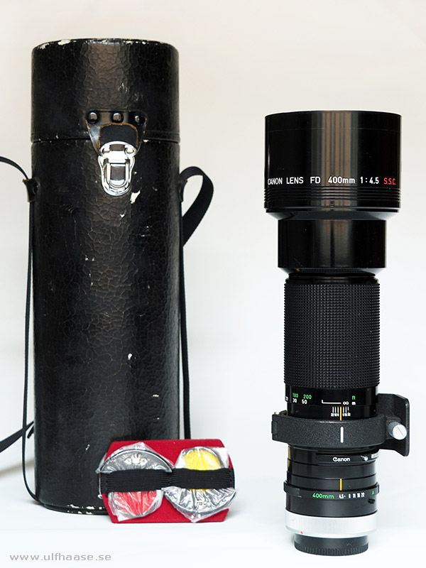Canon lens FD 400mm f/4.5 S.C.C. with original case and drop in filters.