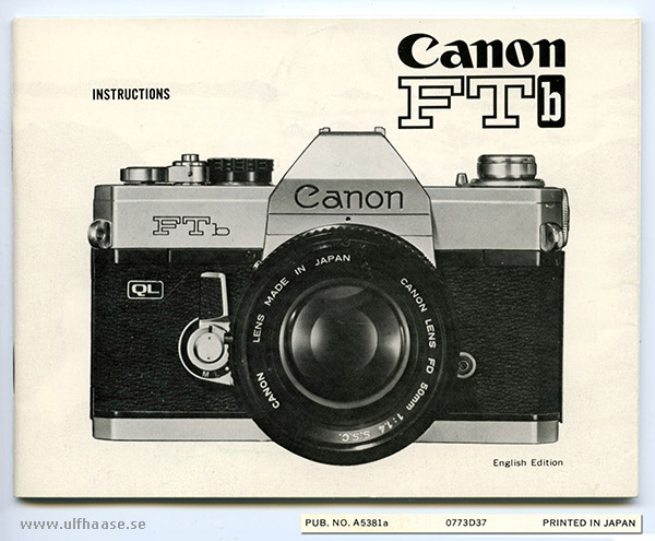 Canon FTb manual July 1973