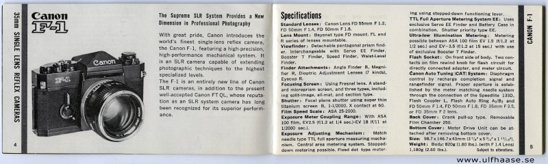 Canon Products Guide (brochure), 1972