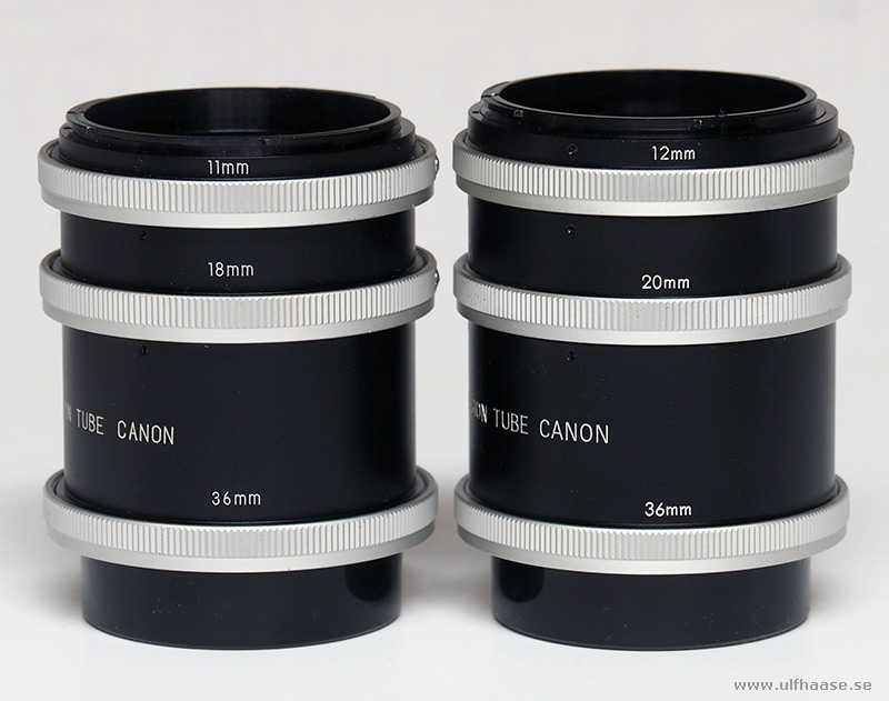 Soligor extension tubes 36mm 18mm 11mm and 36mm 20mm 12mm for Canon