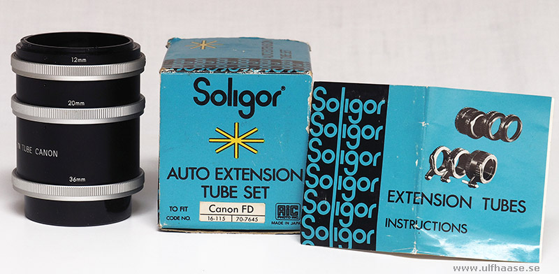 Soligor extension tubes 36mm 20mm 12mm for Canon
