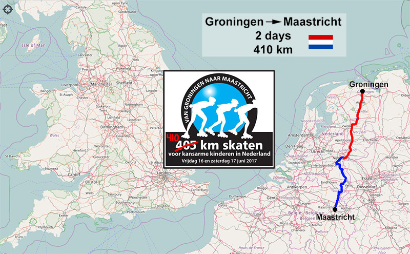 Skate Challenge Groningen - Maastricht 2017, route map.