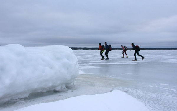 Ice skating, Stockholm archipelago.