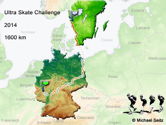 Ultra Skate Challenge (USC) 2014, route map made by Michael Seitz.