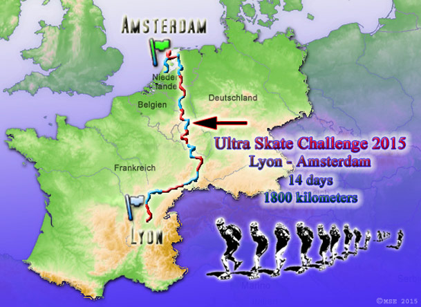 Ultra Skate Challenge (USC) 2015, route map made by Michael Seitz.