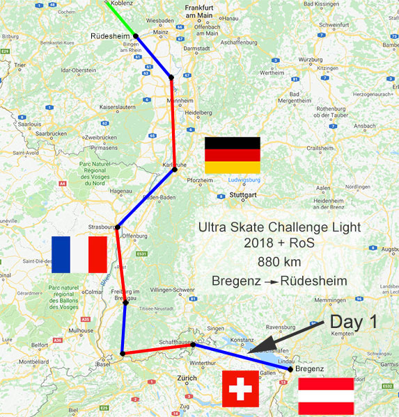 Ultra Skate Challenge (USC) 2018, route map.