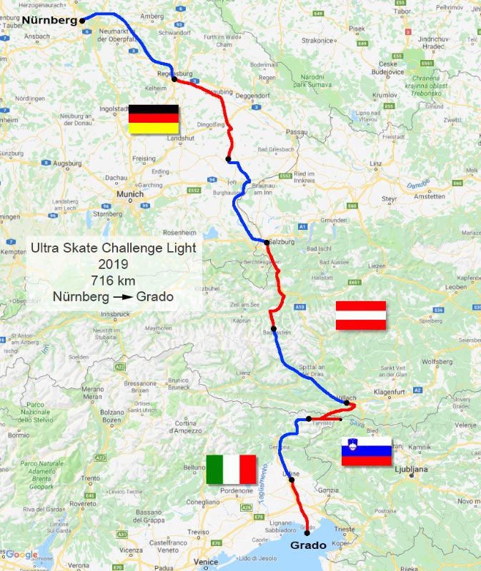 Ultra Skate Challenge (USC) 2019, route map.