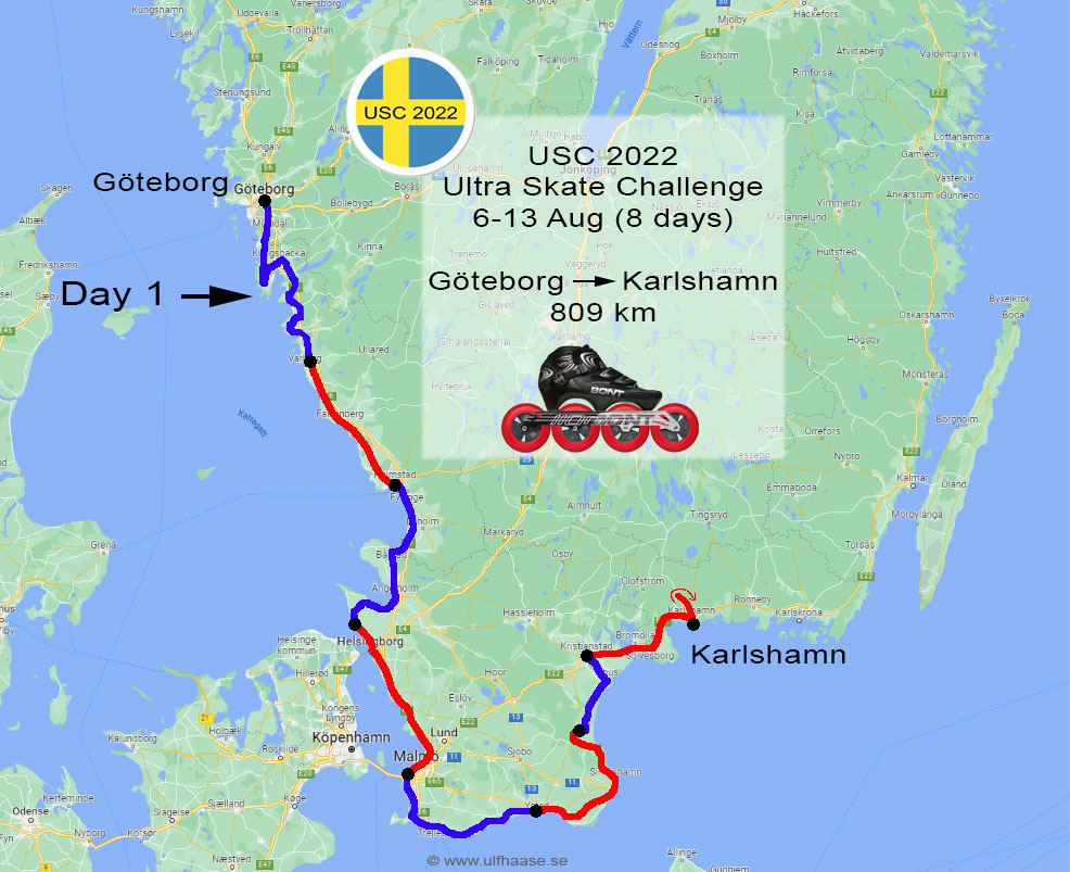 Ultra Skate Challenge (USC) 2022, route map.