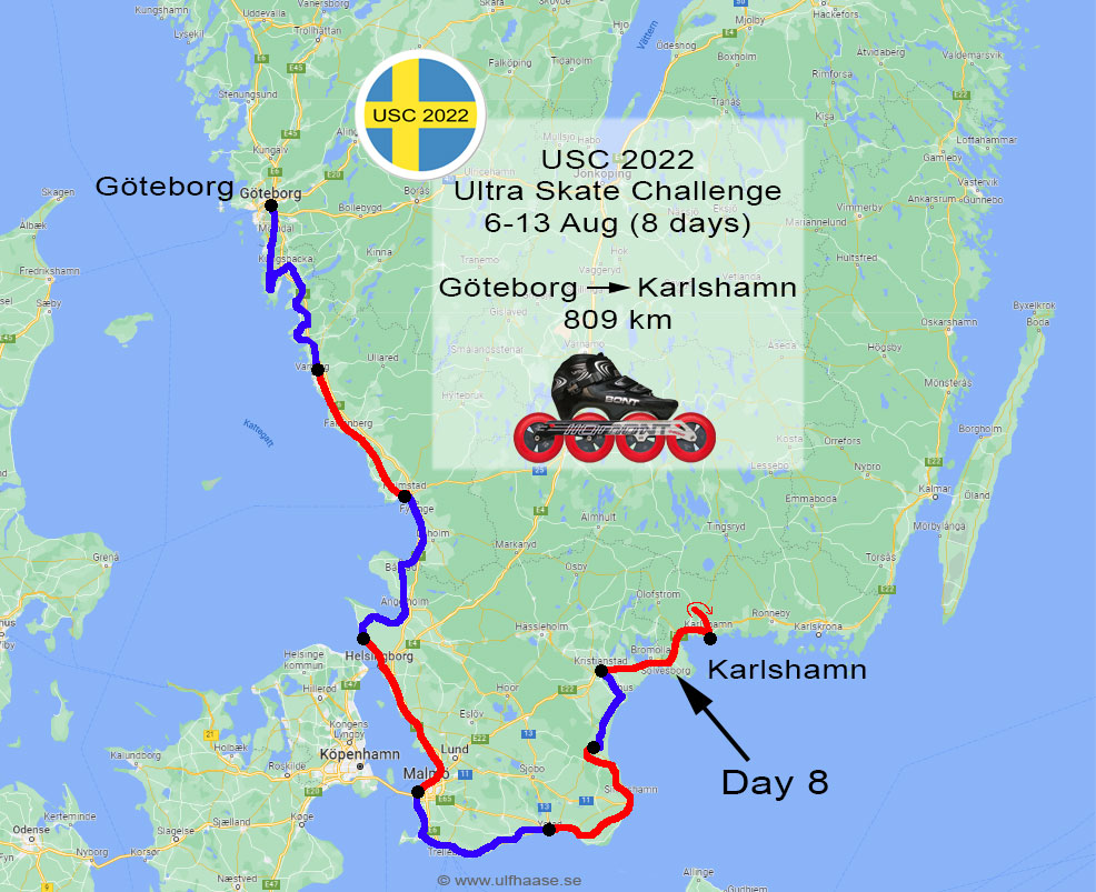 Ultra Skate Challenge (USC) 2022, route map.