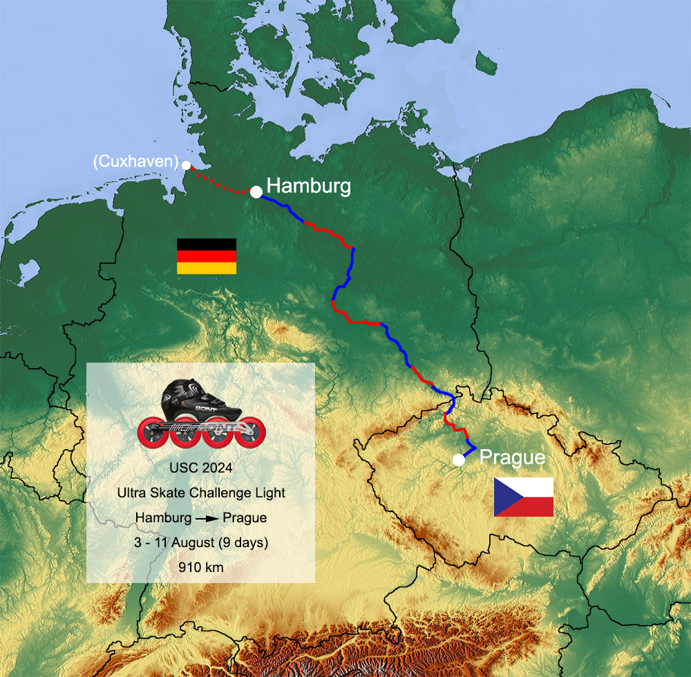 Ultra Skate Challenge (USC) 2024, route map.